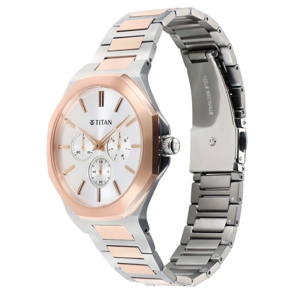 Titan Classique Slim Multifunction Case Material Stainless Steel ShapeRound Men Watch (90198KM01) - Image 4