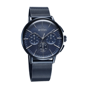 Titan Light leathers Multifunction Anthracite Dial Stainless Steel Strap Watch For Men