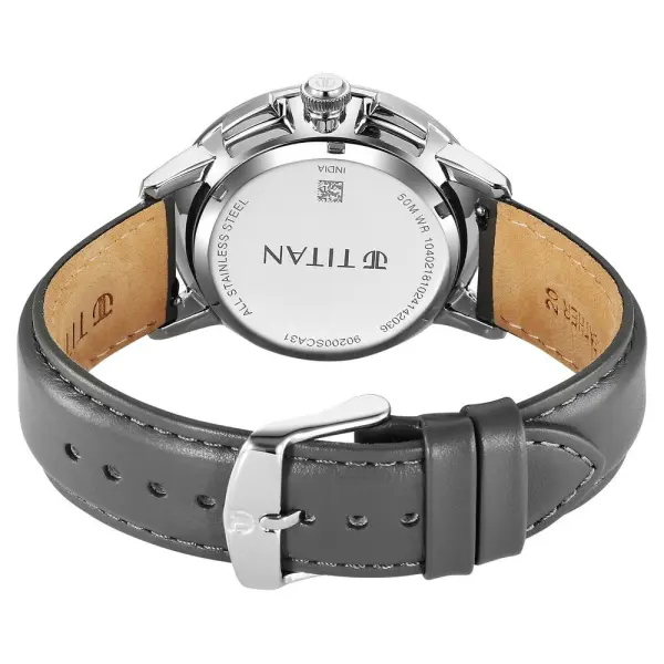 Titan Light leathers Multifunction Silver Dial Leather Strap Watch For Men - Image 5