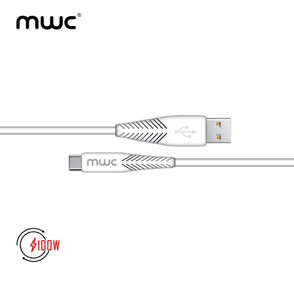 MWC MUC100W Data Cable | USB-A to Type-C 100W Ultra-Fast Charging Cable | Hign quality TPE/PVC | USB 3.1 | 5A - White - Image 3