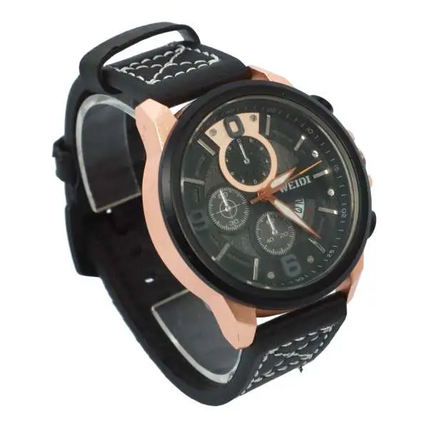 Black Color Unisex Dial Casual Leather Strap Watch