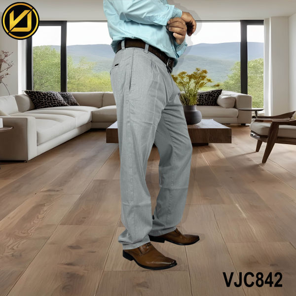 VIRJEANS (VJC842) Linen Formal Pant For Men-Light Grey - Image 5