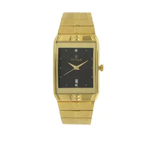 Titan BlackDialAnalog with DateMetalStrap watch forMen