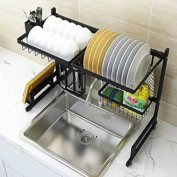Single Layer Stainless Steel Dish Drainer Rack - Image 3