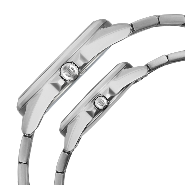 Titan Silver White Dial Two Toned Stainless Steel Strap Analog with Date Watch for Couple - Image 2