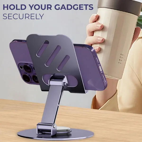 Adjustable Full Metal Phone Holder 360° Rotation Aluminum Stand for Mobile Devices - Image 5
