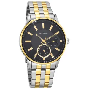 Titan Regalia Opulent Black Dial Analog Stainless Steel Strap Watch for Men