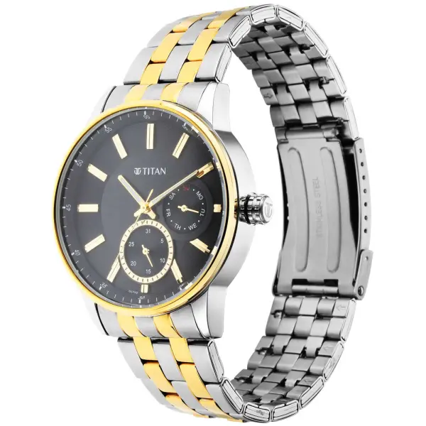 Titan Regalia Opulent Black Dial Analog Stainless Steel Strap Watch for Men - Image 2
