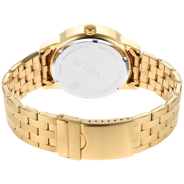 Titan Quartz Analog White Dial Stainless Steel Strap Watch for Men - Image 4