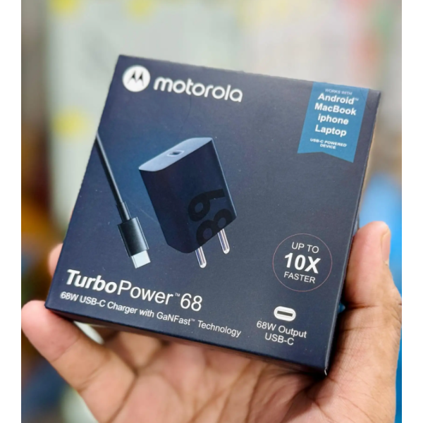 68 watt Gan Turbo Power Fast C-Type Charger for Edge 60 Pro/Edge 60 Fusion/Edge 50 Fusion/Edge 50 Ultra/50 Pro/Razr 50 Ultra/Moto G45/G54/Moto E40 - (68w Black) - Image 3