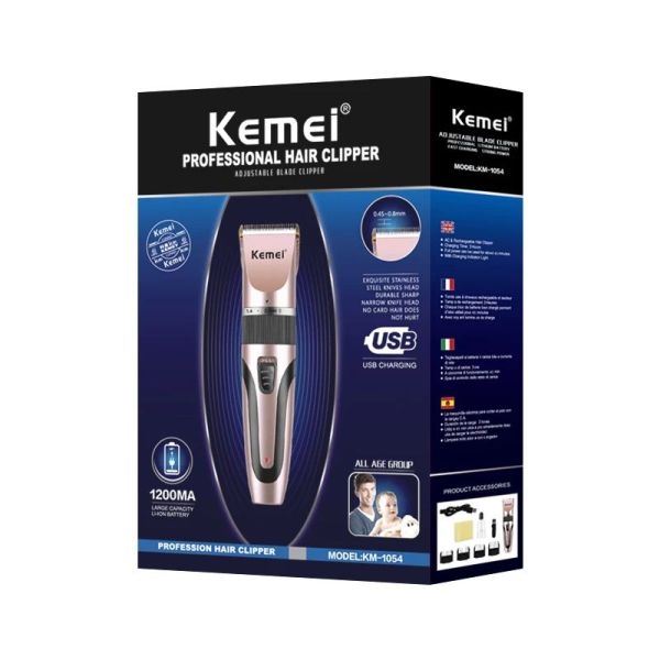 Kemei KM-1054 Barber Electric Hair Clippers Professional Limit Comb USB Charger Hair Clipper - Image 2