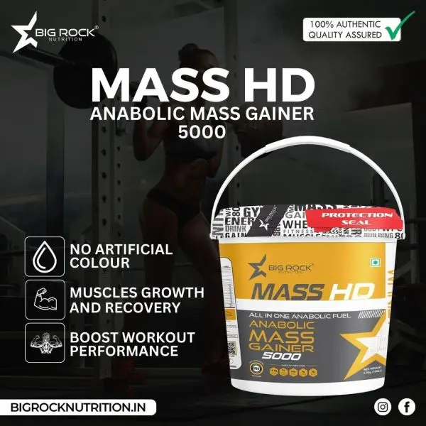 Bigrock Nutrition Anabolic Mass HD 5000 Weight Gainers/Mass Gainers (4.5 Kg ) Chocolate Flavour - Image 3