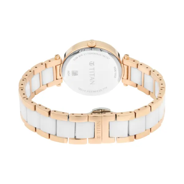 Titan Quartz Analog White Dial Ceramic Strap Watch for Women - Image 5