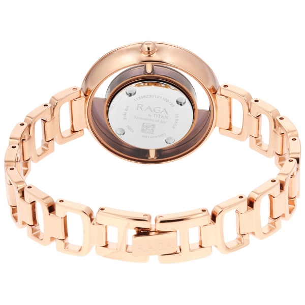 Titan Raga Brown Dial Rose Gold Metal Strap Analog Watch for Women - Image 4