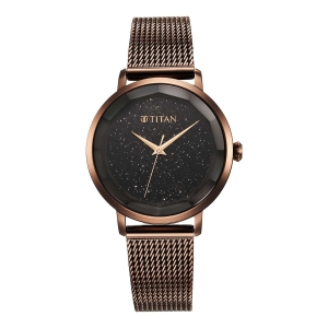 Titan Workwear Black Dial Brown Stainless Steel Strap Analog Watch for Women