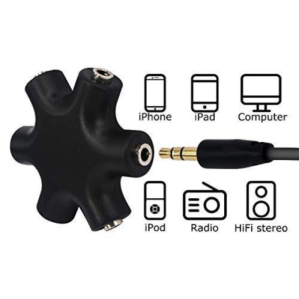 3.5mm Headphone Jack Splitter 3.5 Audio 5 Way 6 Port Female Connector Adapter Audio Earbuds Earphones Plug with 3.5mm Stereo Cable - Image 11