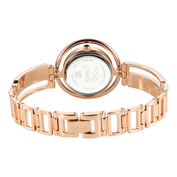 Titan Raga Power Pearls Quartz Analog Mother Of Pearl Dial Rose Gold Metal Strap Watch for Women - Image 5