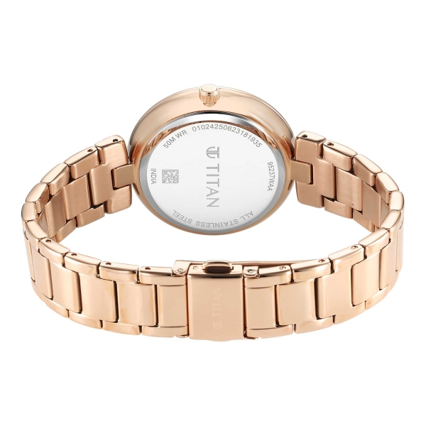Titan Purple Style Up Quartz Analog Mother Of Pearl Dial Stainless Steel Strap Watch for Women 95237WM01 - Image 5