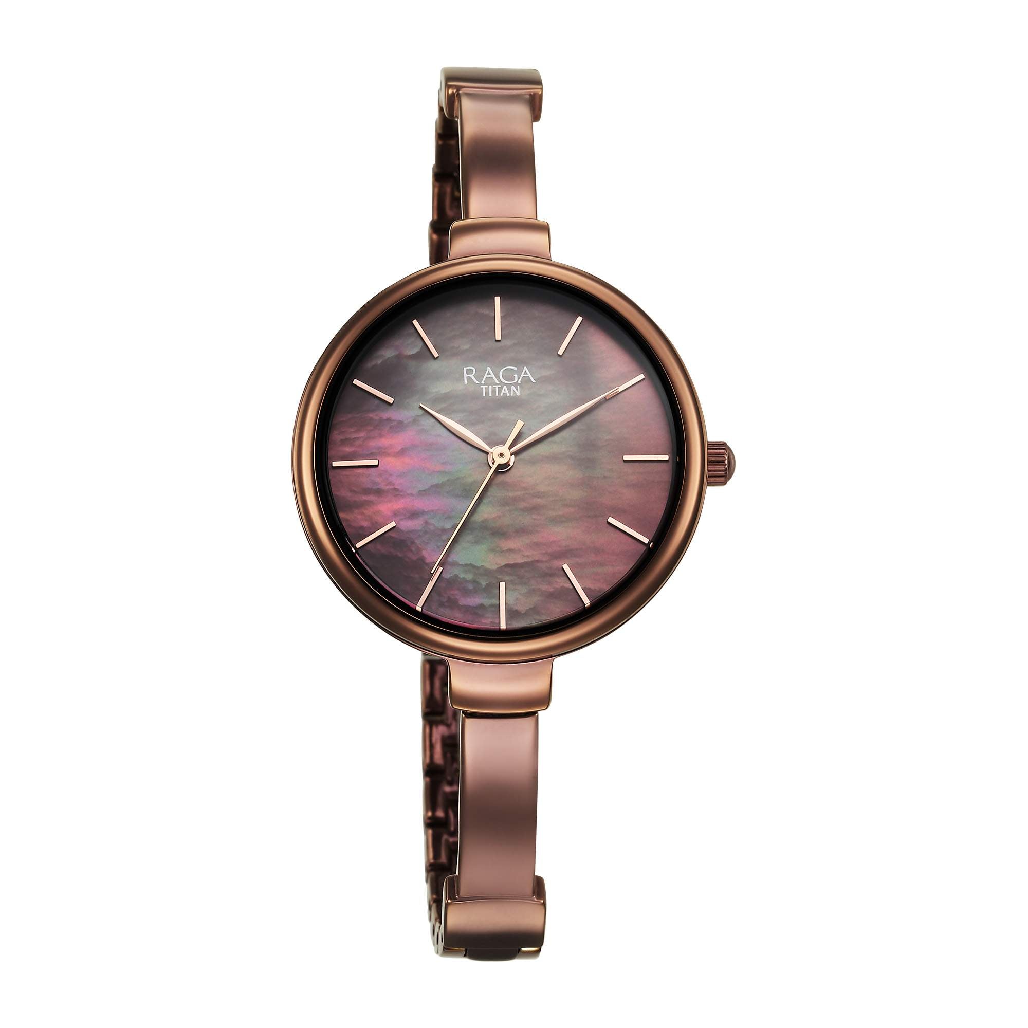 Titan Raga Showstopper Quartz Analog Brown Dial Metal Strap Watch For Women