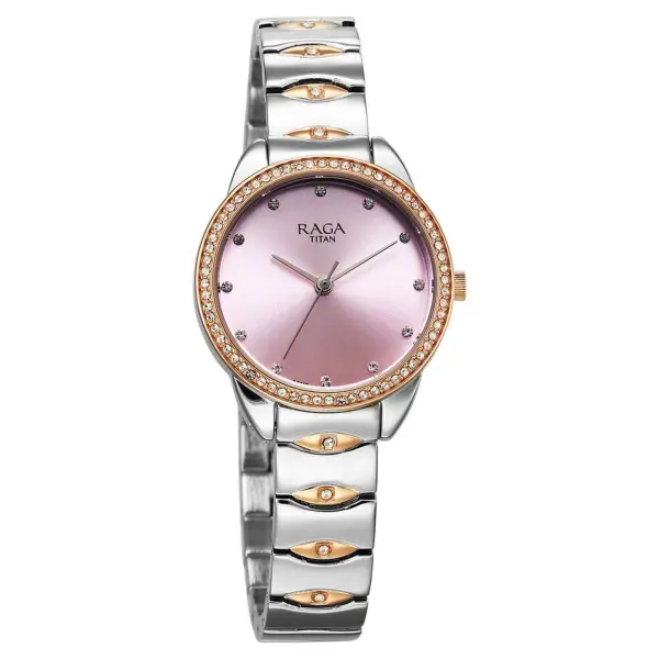 Titan Raga Showstopper Quartz Alog Purple Dial Metal Strap Watch for Women - Image 2