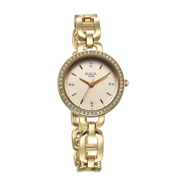 Titan Raga Showstopper 2.0 Strap Material Stainless Steel Dial Colour Gold 95305YM01 - Image 2