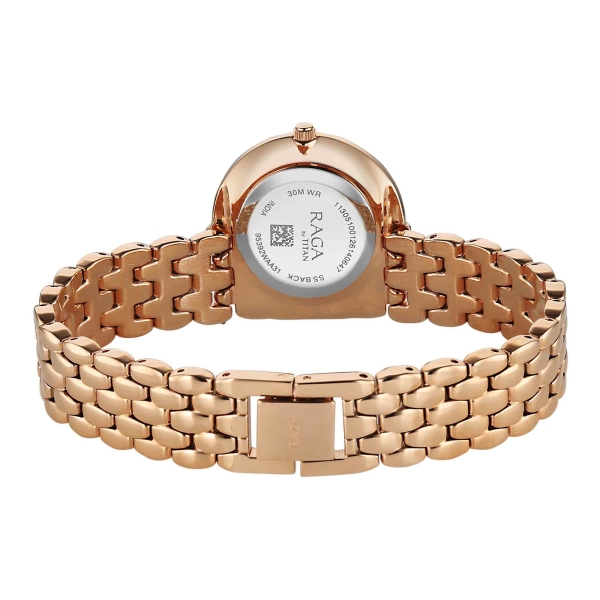 Titan Raga Grey Dial Rose Gold Metal Strap Analog Watch for Women - Image 5