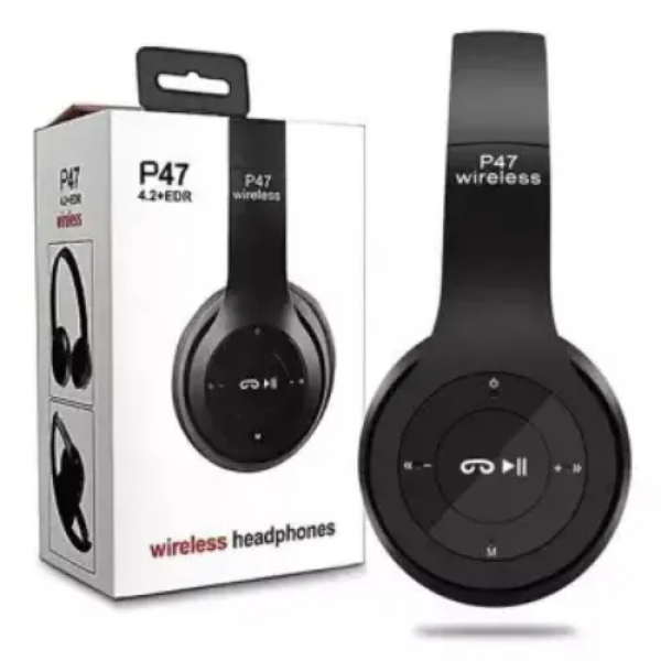 P47 On Ear Headphones Foldable Bluetooth Headset With Mic Stereo Bass Wired/Wireless Earphones - Image 4