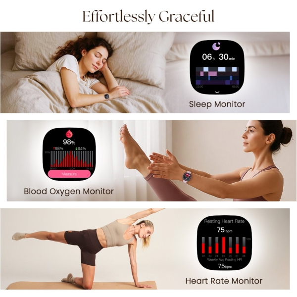 Titan AiRA Women Smartwatch 1.70" inch AMOLED Display, AI Chat, Functional Crown, 24/7 Health Suite, Luna Wellness - Image 3