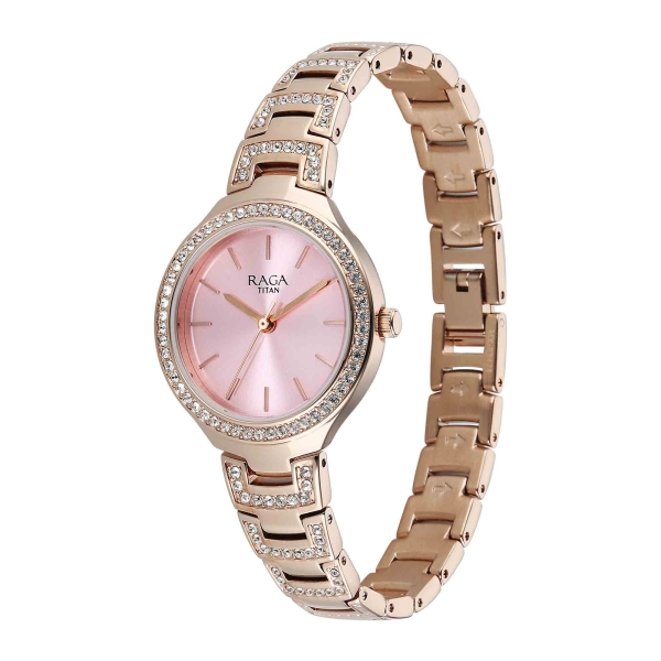 Titan Raga Pink Dial Rose Gold Metal Strap Analog Watch for Women - Image 3