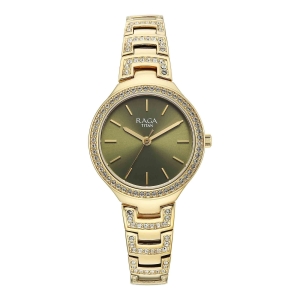 Titan Raga Green Dial Gold Metal Strap Analog Watch for Women