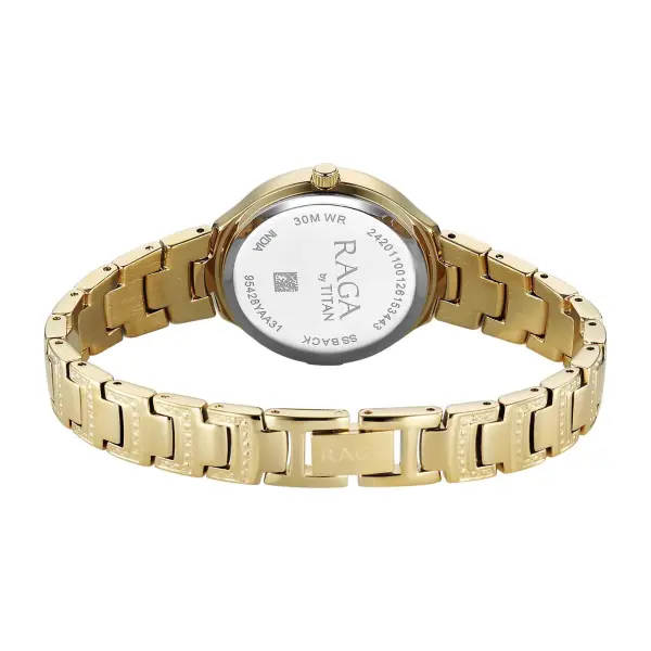 Titan Raga Green Dial Gold Metal Strap Analog Watch for Women - Image 5