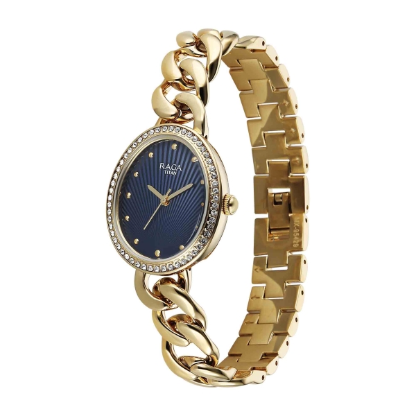 Titan Raga Blue Special Dial Gold Metal Strap Analog Watch for Women - Image 3