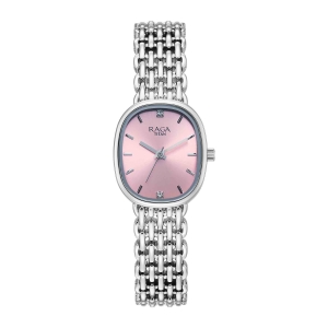 Titan Raga Pink Special Dial Silver Metal Strap Analog Watch for Women