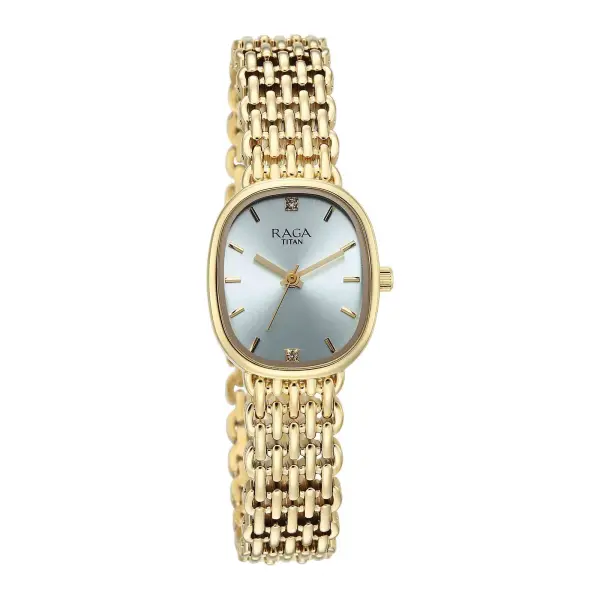 Titan Raga Blue Special Dial Gold Metal Strap Analog Watch for Women - Image 2