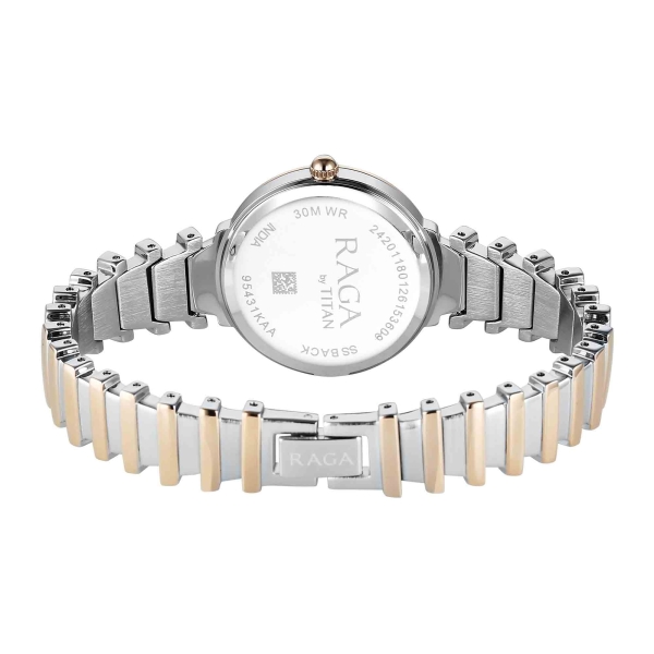 Titan Raga Silver Dial Two Toned Metal Strap Analog Watch for Women - Image 5