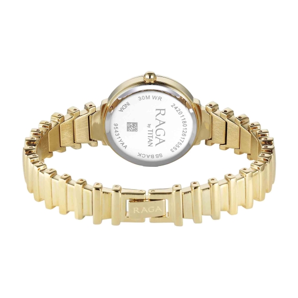 Titan Raga Silver Dial Gold Metal Strap Analog Watch for Women - Image 5