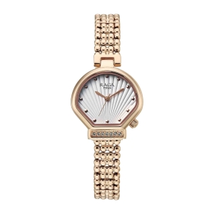 Titan Raga White Special Dial Rose Gold Metal Strap Analog Watch for Women