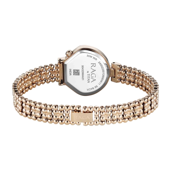 Titan Raga White Special Dial Rose Gold Metal Strap Analog Watch for Women - Image 5