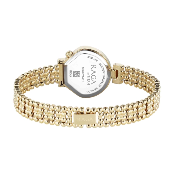 Titan Raga White Special Dial Gold Metal Strap Analog Watch for Women - Image 5
