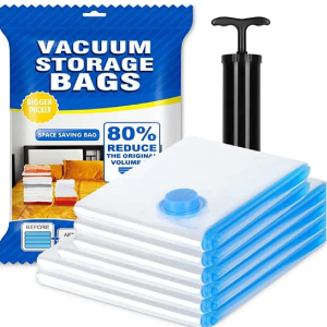 Reusable Smart Vacuum Storage Bag with Free Hand Pump (Pack Of 5)