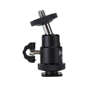 JMARY BH-02 Ball Head Holder Mount – 360° Rotation, 90° Tilt, Lightweight, 1/4" Screw for Cameras & Smartphones, Hot Shoe for Microphones & Lights