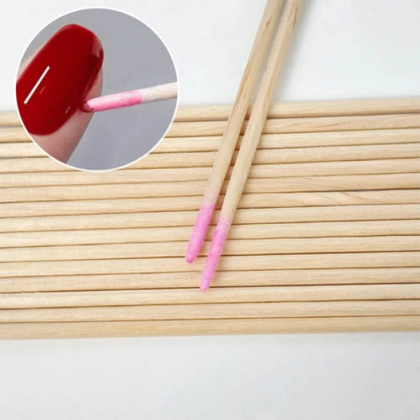 Soft Nylon Cotton Nail Cleaner Brush Nail Wood Cotton Swab Cleaning Micro Brush Beauty Tool - Image 2