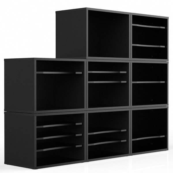 Ressence Simple File Organizer Office Desk File Cabinet Wooden for Clean Workspace with Adjustable Partitions Black - Image 4