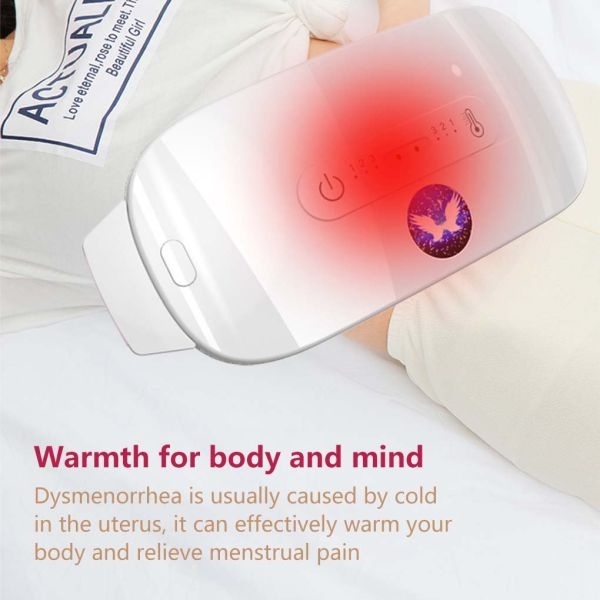 NepLiving Women Abdominal Heated Waist Belt Home Hotel Portable Multiple Modes Belly Vibration Heating Massager Rechargeable Waistband Pink - Image 2