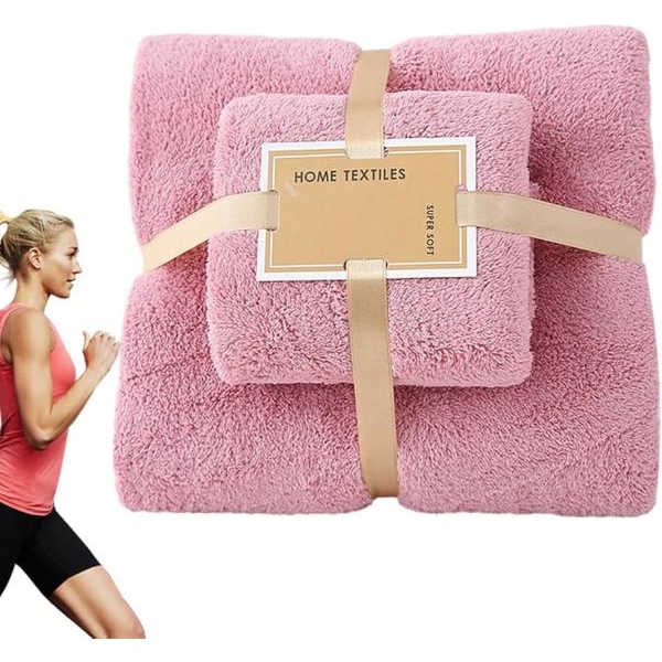 2 in 1 Set Colorful Bathroom Towels Set Coral Fleece High Density Microfiber Bath Face Towel - Image 3