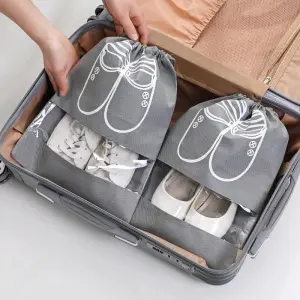 3 Pcs. Travel Portable Shoe Pouch Non Woven Transparent Window