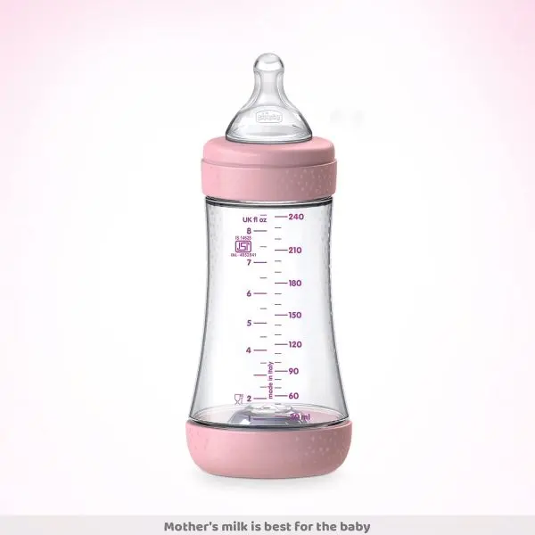 Chicco Perfect 5 240ml Biofunctional Feeding Bottle, Advanced Anti-Colic System, BPA Free, Hygienic Silicone Teat (Pink) - Image 4