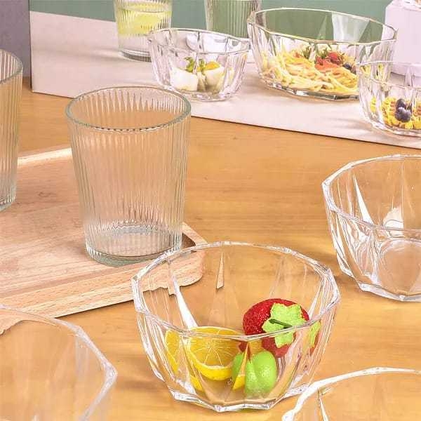 NepLiving Transparent Glass And Desert Bowl Set - (Five Glass And Five Bowl) - Image 2