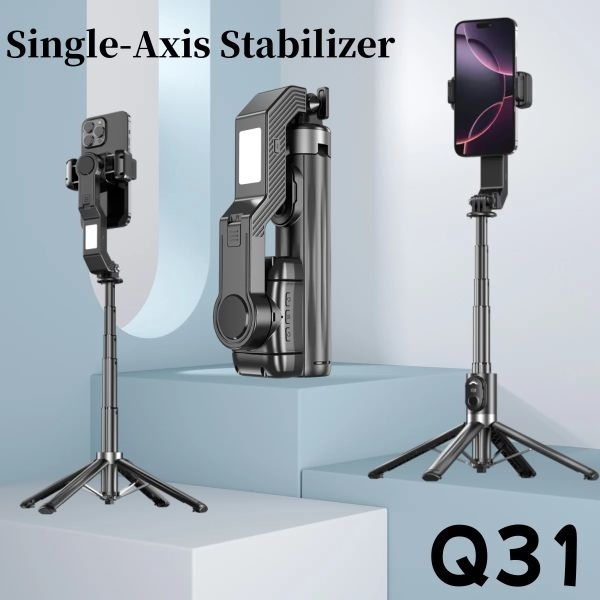 Q31 Single-Axis Stabilizer Selfie Stick Tripod with Fill Light for Smartphones, Smart and Stable Phone Holder - Image 2