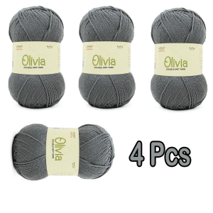 4 Pcs Olv001 Olivia Light Grey Knitting  Yarn 100 Gram